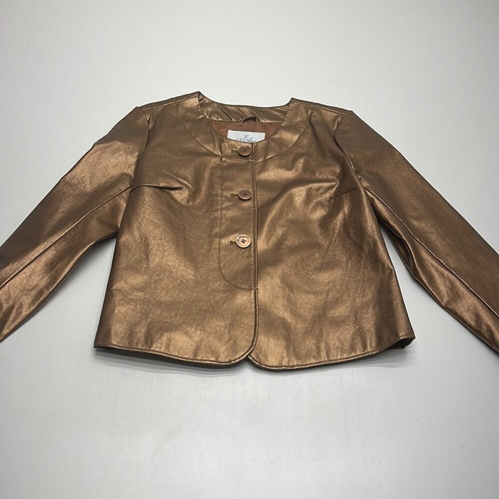 JACLYN SMITH Women’s Large Bronze Gold Faux Leather Jacket